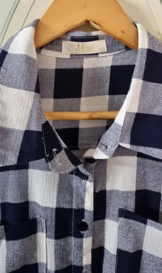 Camicia a quadri donna blu e bianca