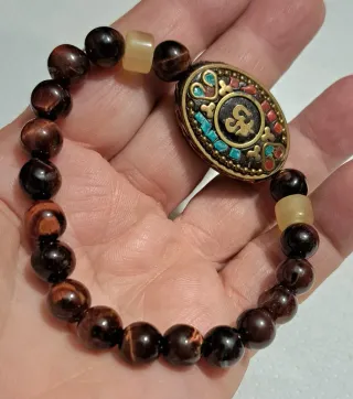 Bracciale Occhio di Falco con Perla Dzy metallica