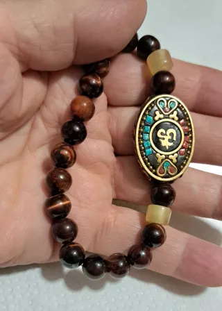 Bracciale Occhio di Falco con Perla Dzy metallica