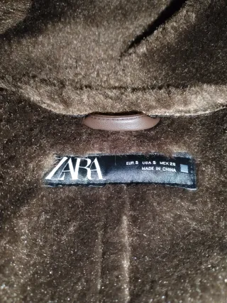Chaqueta Zara Ante Piel Marrón Talla S