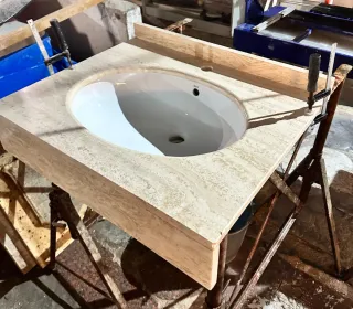 Encimera de mármol para baño con lavabo