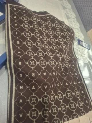 Sciarpa Navigare fantasia geometrica marrone beige