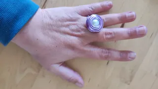 Anillo Lila pastel Ajustable con Perla