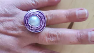 Anillo Lila pastel Ajustable con Perla