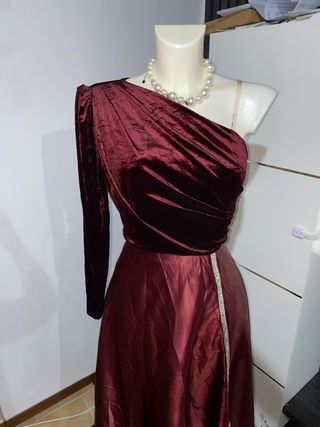 Abito lungo bordeaux elegante