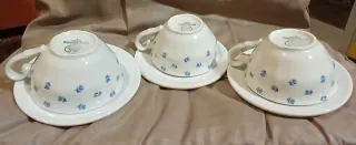 3 Tazas de Porcelana con Rosas Azules