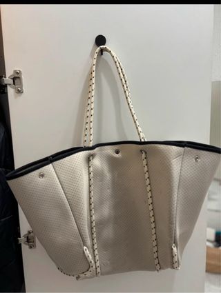 Bolso Neopreno Grande Beige y Negro