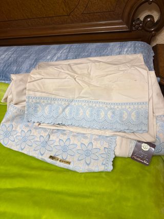 Juego Sábanas Bordadas Vintage 1.35