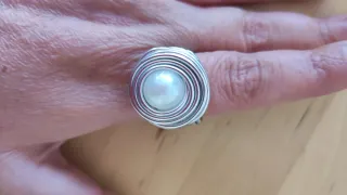 Anillo Plata y Perla Ajustable