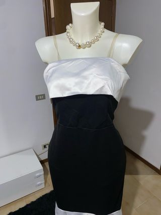 Abito lungo bianco e nero