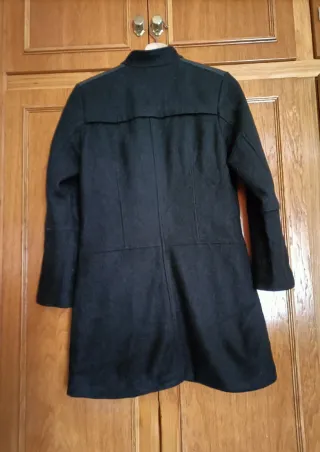 Abrigo largo negro mujer talla 40 piel