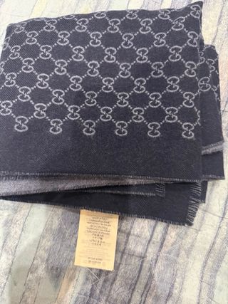 Sciarpa Gucci GG lana blu/grigio