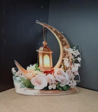 Decorazione Luna e Lanterna Oro Rosa