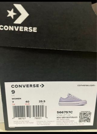 Converse Ctas Lift Ox Talla 40 wolf grey/white/bla