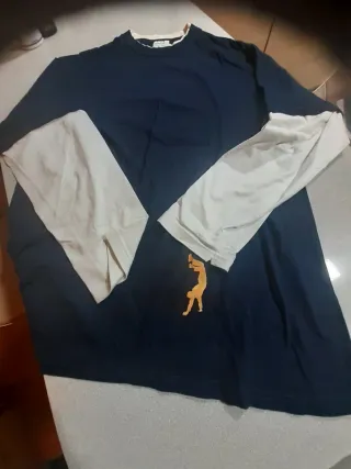 Camiseta manga larga negra y beige XL