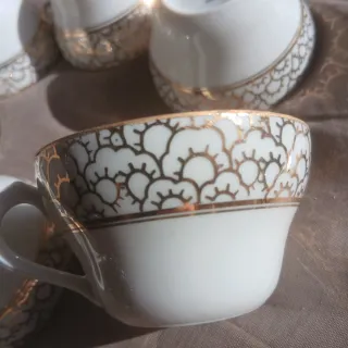 Vintage: 6 Tazas Café porcelana con imagen floral