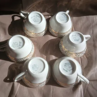 Vintage: 6 Tazas Café porcelana con imagen floral