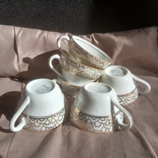 Vintage: 6 Tazas Café porcelana con imagen floral