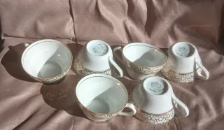 Vintage: 6 Tazas Café porcelana con imagen floral