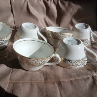 Vintage: 6 Tazas Café porcelana con imagen floral