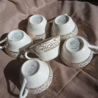 Vintage: 6 Tazas Café porcelana con imagen floral