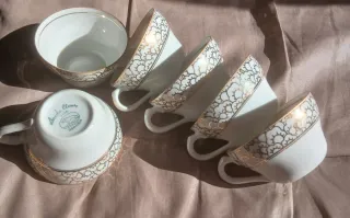 Vintage: 6 Tazas Café porcelana con imagen floral