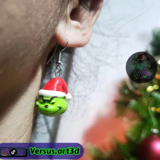 Pendientes Grinch Navideños 3D Pintados a Mano