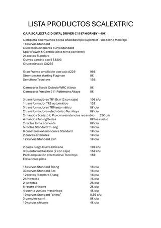 LIQUIDACIÓN MATERIAL SCALEXTRIC CLÁSICO