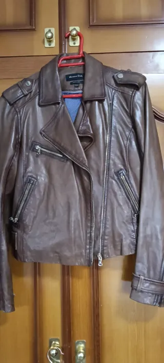 Cazadora Piel Massimo Dutti Marrón