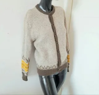 Cardigan lana melange, disegni, 7 bottoni M donna