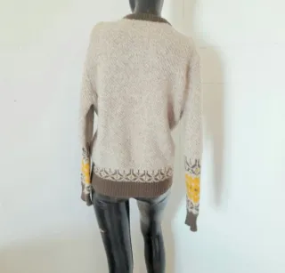 Cardigan lana melange, disegni, 7 bottoni M donna