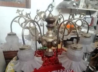 Lámpara de techo vintage madera y metal