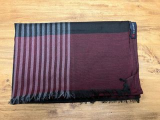 Sciarpa viscosa e cotone nero/blu/ grigio