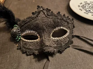 Máscara Veneciana Colombina Negra