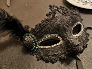 Máscara Veneciana Colombina Negra