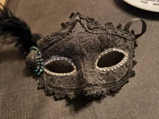 Máscara Veneciana Colombina Negra