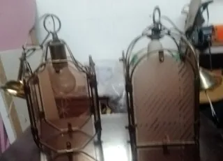 Lámparas de cristal y metal (dos)