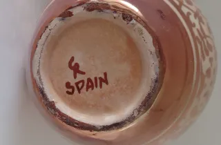 Jarrón antiguo Manises cerámica dorado