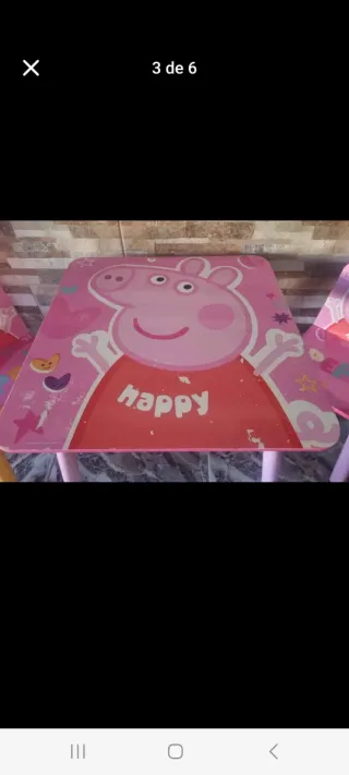 Mesa y 2 Sillas Infantiles Madera Peppa Pig