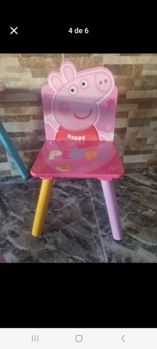 Mesa y 2 Sillas Infantiles Madera Peppa Pig