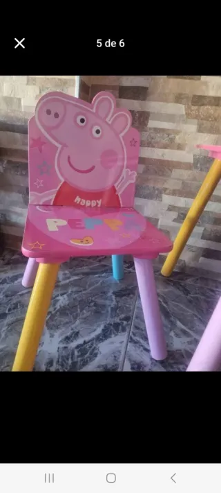 Mesa y 2 Sillas Infantiles Madera Peppa Pig