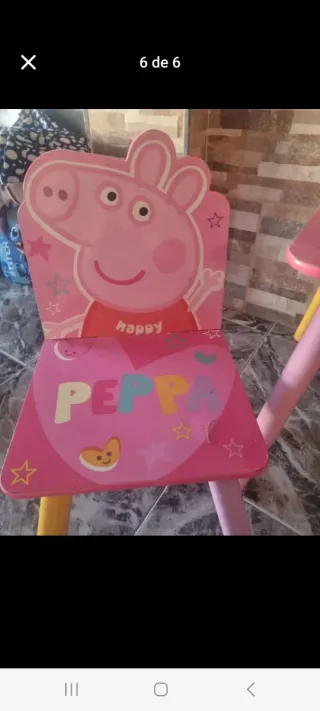 Mesa y 2 Sillas Infantiles Madera Peppa Pig