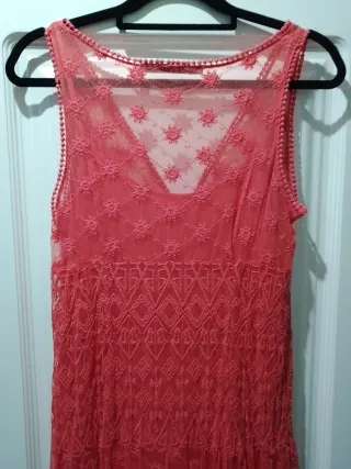 Vestido Desigual en tonos Coral