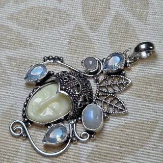 Colgante Plata 925 Piedra Luna y Topacio