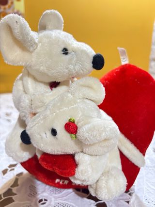 Peluche 2 topolini su cuore rosso