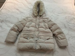 Chaqueta abrigo niña beige con capucha