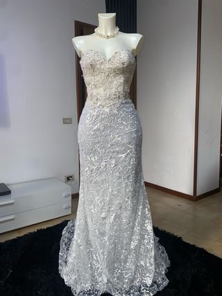 Abito lungo bianco da cerimonia