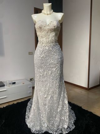 Abito lungo bianco da cerimonia