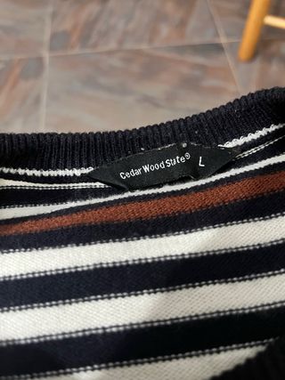 Jersey rayas negro, marrón y blanco Talla L