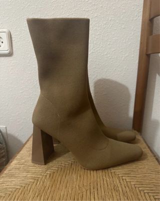 Botín Lefties Beige/Marrón Tacón Bloque